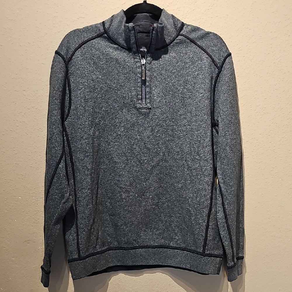 Tommy Bahama Reversible Men's Quarter Zip Pullover Black Sweater Size Large